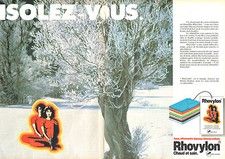 PUBLICITE ADVERTISING 124  1981  RHOVYLON  sous vetements homme femme enfant (2p