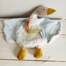 Moulin Roty Doudou plat oie le voyage d'Olga blanc bleu