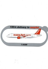 AUTOCOLLANT STICKER AIRBUS INDUSTRIE A320 150Th DELIVERY TO EASYJET TOP
