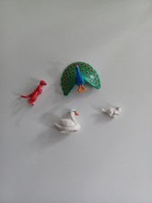 Playmobil  lot  paon,pigeon cygne suricat