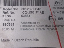 AUTORADIO  RÉCEPTEUR TOYOTA YARIS III  CQJS01F1AE  2566153