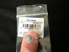 Bague rond fleur scintillant authentique PANDORA argent 925 taille 50 (10