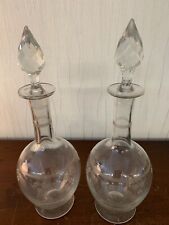 2 carafes gravé marguerite en