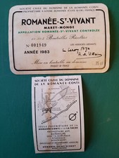 Étiquette Romanée-St-Vivant 1983 Romanée Conti DRC wine label weinetikett ラベル 라벨