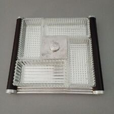Ancien Plateau serviteur compartiment complet  Bois/Métal Chromé/Miroir Art Déco