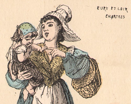 Ancienne gravure aquarellée