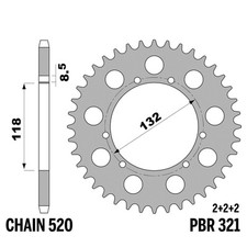 MONTESA COTA 309 - pignon arrière PBR pas 520 38 Dents Ergal