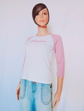 Tee-shirt baseball Kanabeach Vintage 2000 Y2K en coton rose et blanc Logo comète
