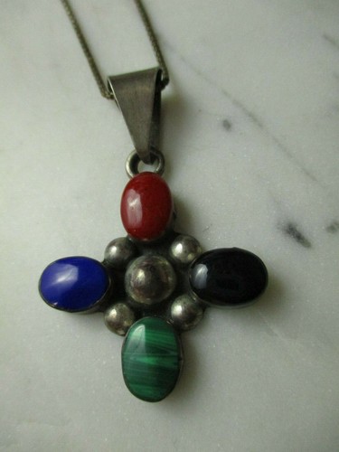 Sterling silver cross gemstone - cross,