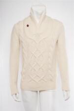 VINCE Mens Cream Ivory Chunky Woven Knit Fishermans Shawl Collar Sweater M