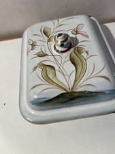 Rare Boite à savon ancienne Tôle Emaillee décor fleurs - XXe No Cafetière  Sel