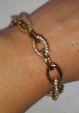 Stella & Dot Pave Crystal Chain Christina Link Bracelet 7.5"