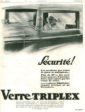 Publicité ancienne automobile verre Triplex 1929 issue de magazine