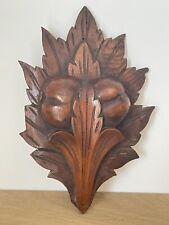 Charmant Fronton en bois - Décor Feuille & fruit - Décoration