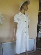  ROBE D ETE VINTAGE BLANCHE  SAHARIENNE MANCHES COURTE NEUVE T 36/38 /40 