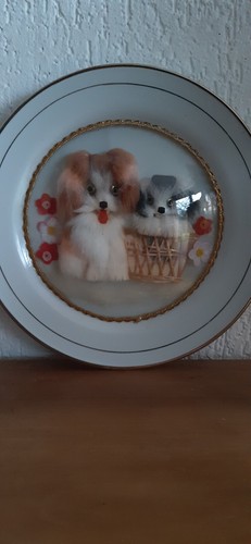 Assiette kitsch petits chiens - kitsch,