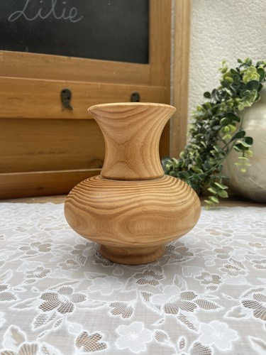 Vase bois tourné vintage - ,
