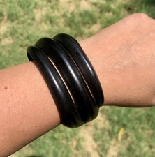 Bracelet manchette en bois d'ébène, bijoux de déclaration, longueur intérieur...