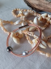 Bracelet Cuir 19cm , 2 Perles