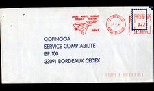 VAUCRESSON (92) Oblitération postale mécanique rouge AVION RAFALE DASSAULT 1986