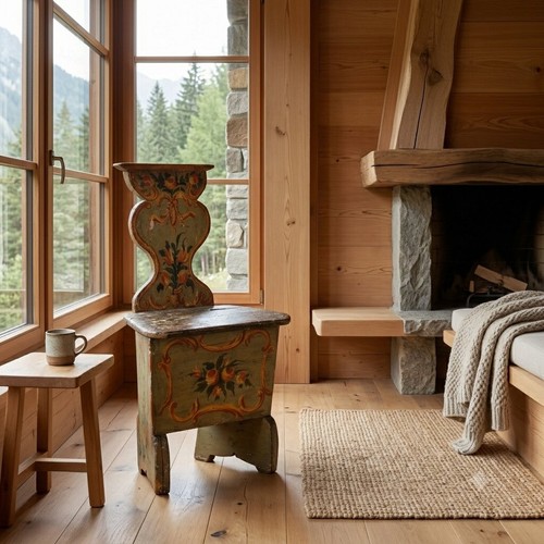 Chaise ancienne sapin laqué - ancienne,