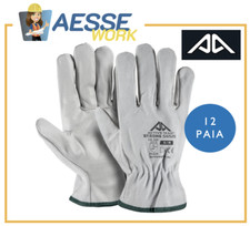 12 PAIRES - GANTS DE TRAVAIL EN CUIR FLEUR CROUSTE BLANC CONSTRUCTION JARDINAGE