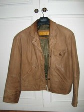 Veste blouson peau cuir marron