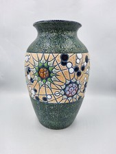 Grand vase céramique crispée et émaux à décor géométrique signé Amphora Art Déco
