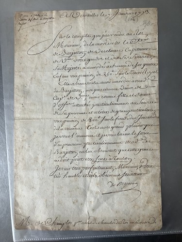 Ancien document 1773 valet - 1773,