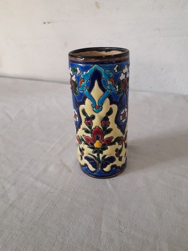 Vase tube ancien - en, émaux