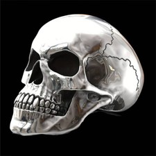 Chevalière C – Bague tête de mort en métal couleur argent – Taille 11