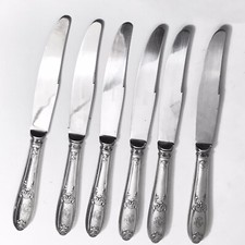 6 Couteaux  Mod Louis XV MARLY MÉTAL ARGENTE Monogramme NC