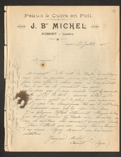 AUMONT (48) TANNERIE / PEAUX & CUIRS en poil "J.B. MICHEL" en 1906