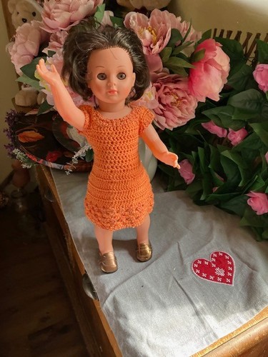 Robe orange poupee - ,