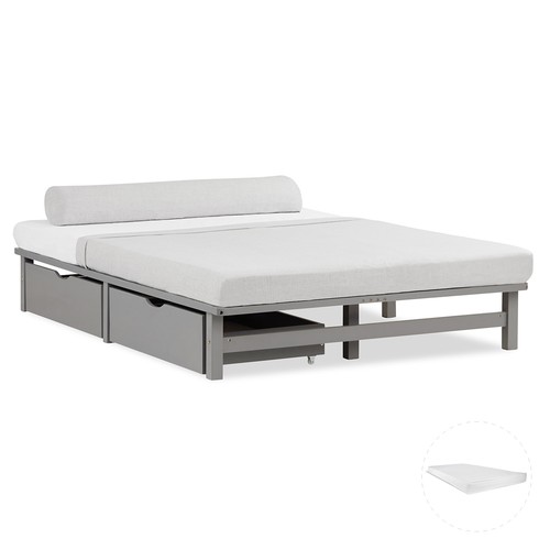 Cadre lit 140x200 double gris - lit,