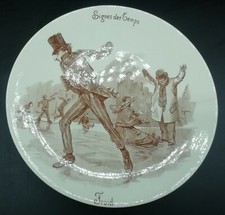 ASSIETTE ANCIENNE FAIENCE Parlante Sarreguemines UC SIGNE DES TEMPS froid