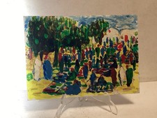 Tableau  Petit Format «  Marché Maghrébin » Vintage .Acrylique sur Isorel.