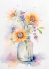 Tableau création originale - Bouquet de tournesols