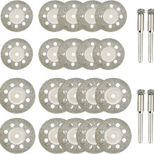 Lot de 30 Disques Diamantés 22 mm + 6 mandrins pour Découpe Maquettisme Dremel
