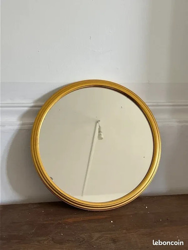 Miroir rond doré vintage ca13