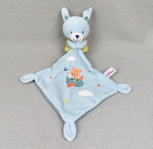 Doudou peluche lapin bleu