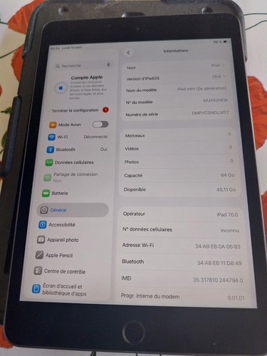 Vends ipad mini 5ᵉ - je,