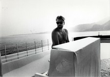 Photo originale tournage Le grand bleu Luc Besson piano