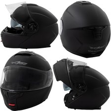 Casque Modulable Homologué Transformable Moto Visière Pare Soleil Mat Noir