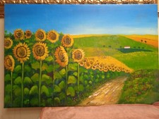 Tableau Paysage Peint À L'huile Sur Toile 60x90 CM Avec Cadre Sujet Unique...