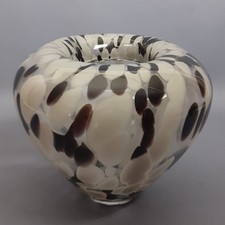 Pot Verre Massif Tacheté Blanc Noir Transparent Design Moderniste