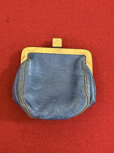 Porte monnaie cuir bleu ancien - bleu,