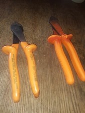 2-KLEIN 8" INSULATED DIAGONAL CUTTERS WITH ANGLED & STRAIGHT HEAD--1000 V--