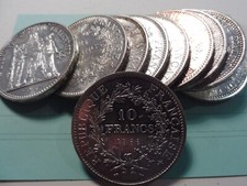 Lot de 10 X 10 Francs Hercule -Argent 900/1000  - années et états divers