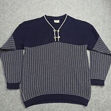Vintage pour Hommes Laine Pull TAILLE L-XL Marine Nordique Foire Île Fabriqué En